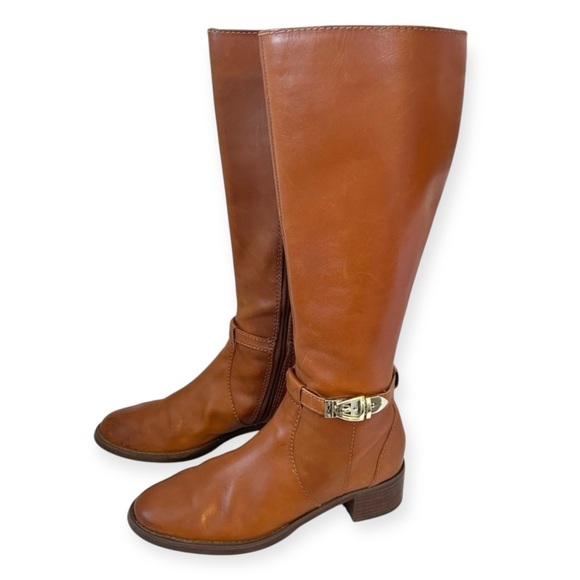 Etienne Aigner E-Venezia Genuine Leather Tall Riding Boots Chestnut Brown Size 7 - Picture 1 of 14